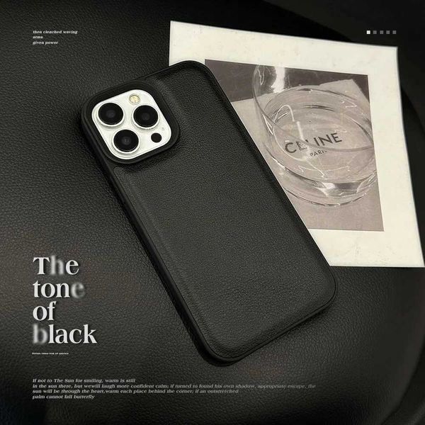 Premium Black Leather Grain Phone Case For iPhone15 14 13 12 11 Pro Max TPU Fall Prevention Case Cover New Products X2501251
