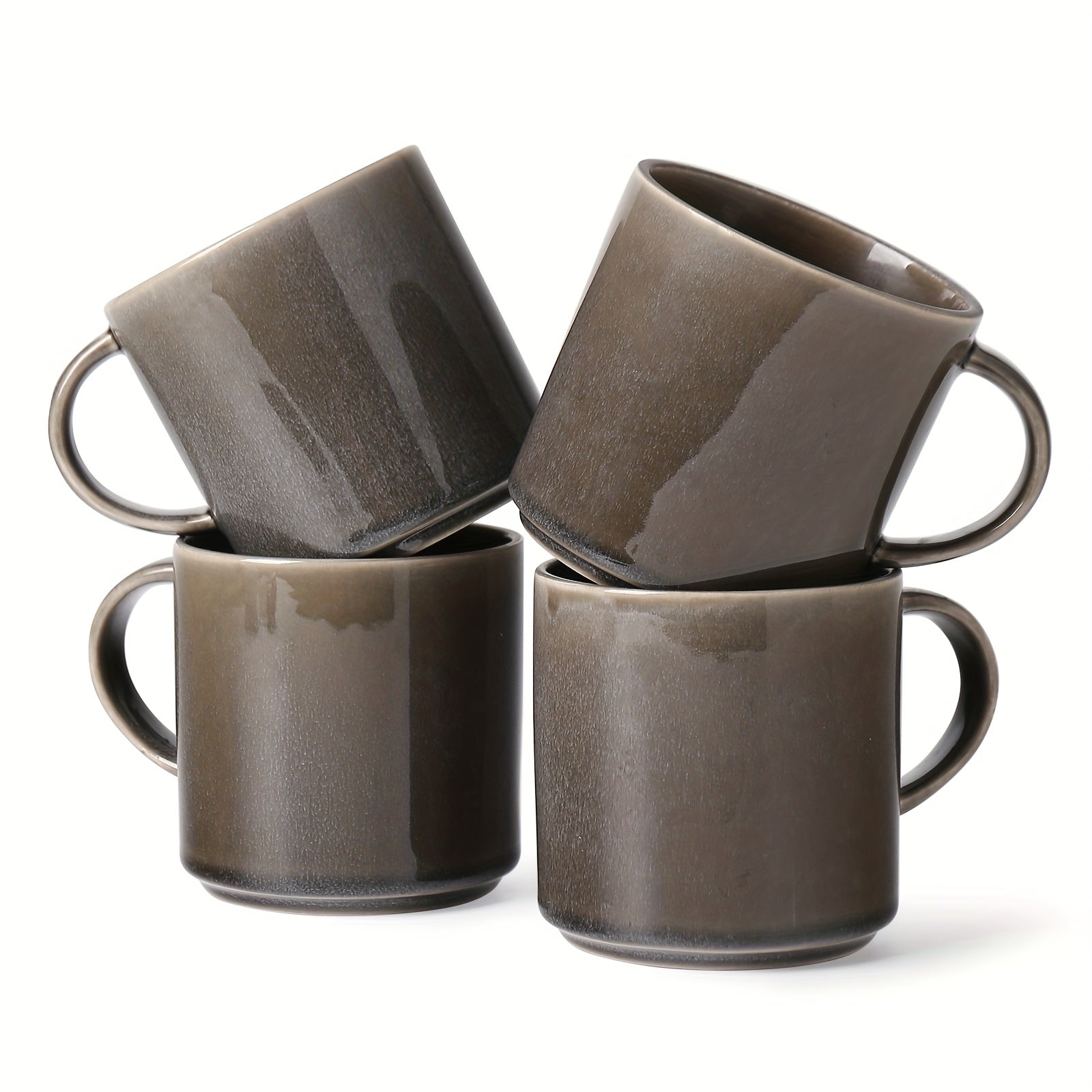 TEMU 15oz Ceramic Coffee Cup Set Of Four, Starlight Ash Mug Retro Simple, Ceramic Coffee Mug Set, Tea Cup, Drinking Cup, Coffee Cups, Juice Cup, Milk