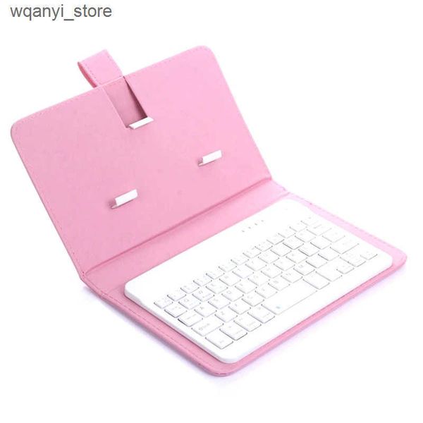 Keyboards Mobile Bluetooth keyboard leather shell wireless Bluetooth keyboard 7-inch universal Bluetooth keyboard pink L240910