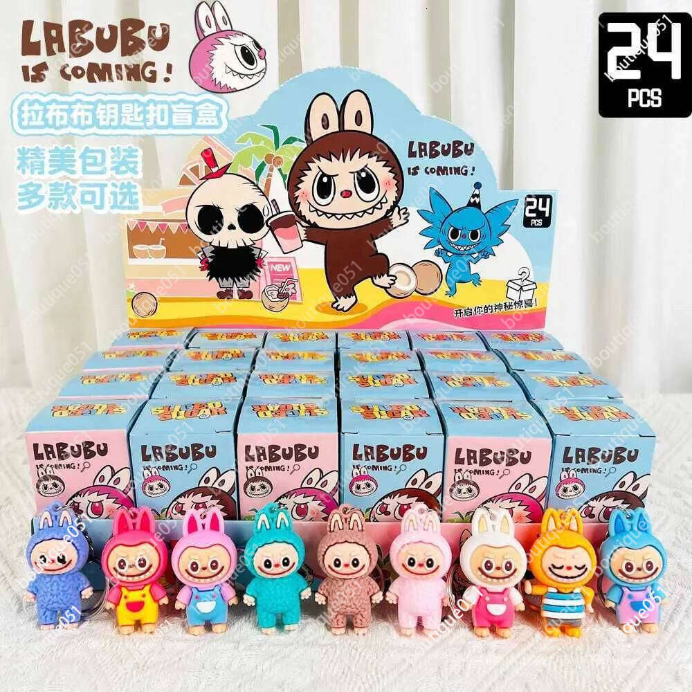 24 Labubu blind pattern dolls PVC small pendant trend cute Kawaii cartoon keychain mysterious box decoration wholesaleT250318
