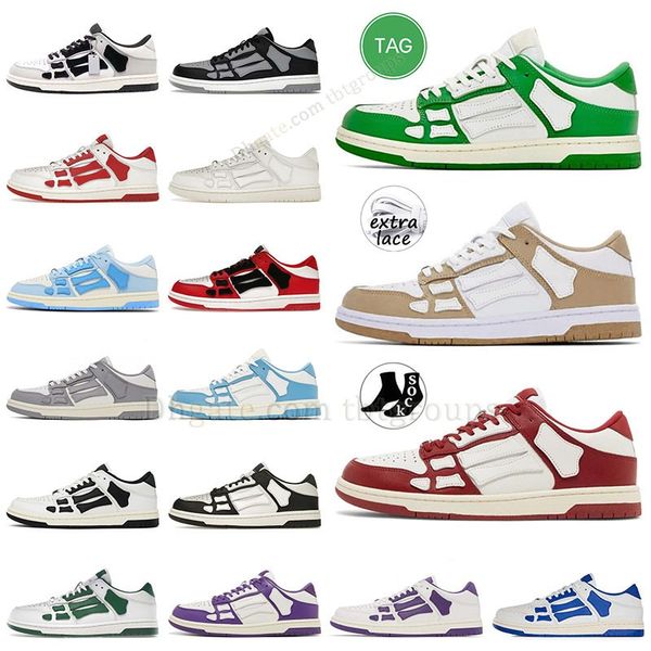 High quality Designer shoes Skel-top Casual Shoes Skelet Bones Runner Top Low Sneaker Skeleton Women Men Retro Sneakers Black White Genuine
