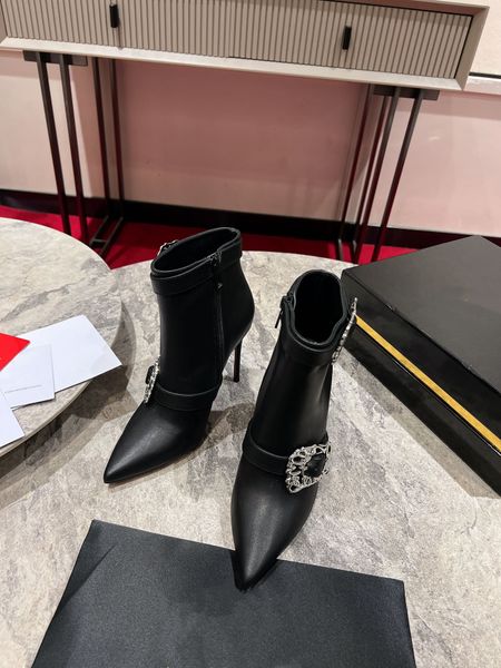 Women&#039;s Fiery Satin Cross Strap High Heel Sandals Square Open Toe Buckle Strap Evening Shoes Dress Pumps Leather 2024