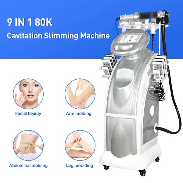 Multifunctional 9 in 1 Anti-Cellulite Body Shaping Vacuum RF Cavitation Non-invasive Fat Dissolving Weight Loss Negative Pressure Cupping Ph
