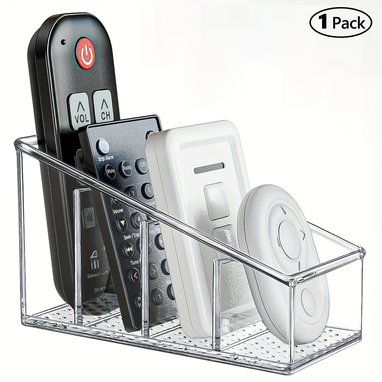 TEMU 1-2pcs Versatile Desktop Organizer - 4 Adjustable Compartments, Acrylic Remote Control Holder, Makeup Brush Holder And Pen Holder, Suitable For