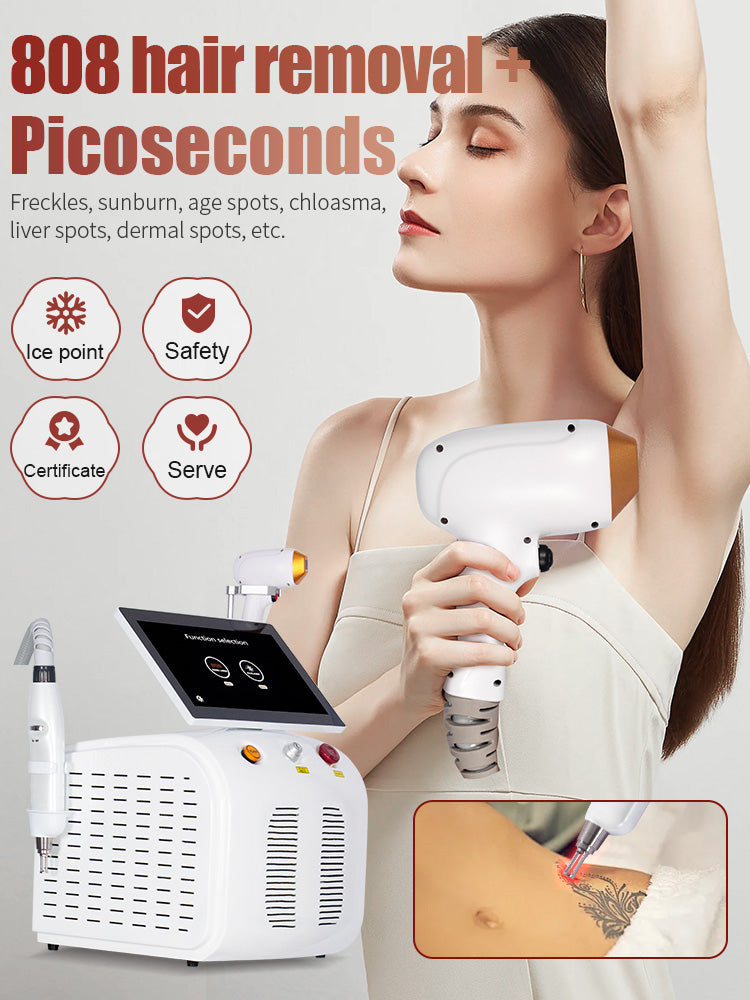 Professional Diode Laser and Picosecond Laser 2 in 1 3500W Hair Removal Tattoo Removal Machine with 755nm 808nm 1064nm