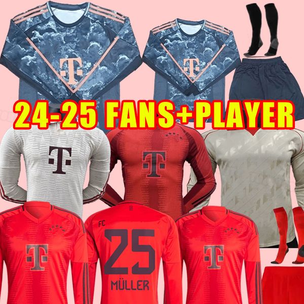 soccer jerseys 24 25 BAYERNs DE LIGT MANE SANE MULLER DAVIES KIMMICH TEL football shirts Men COMAN 2024 2025 uniform Long sleeve third MUNIC