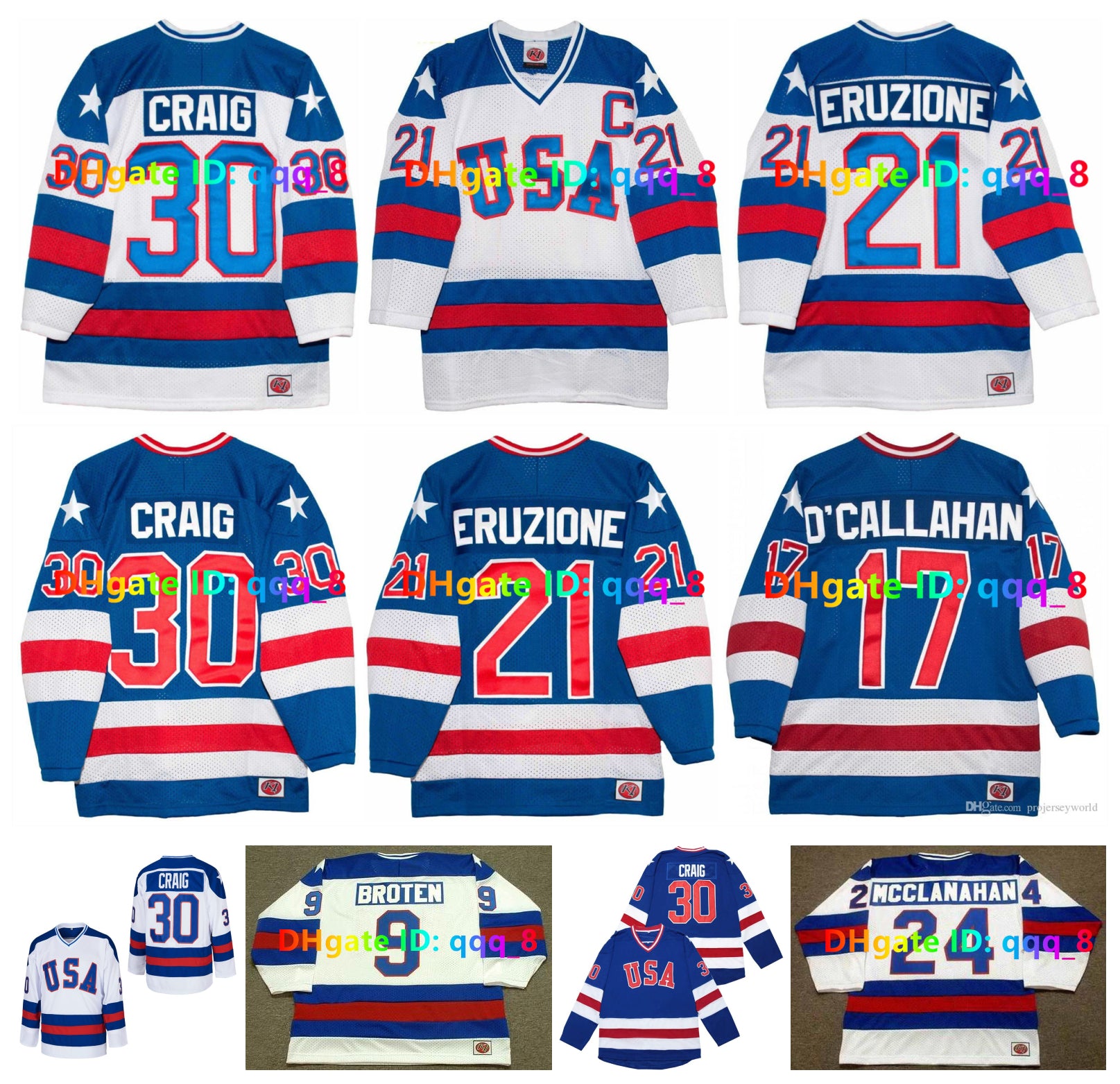 1980 Team USA K1 Hockey Jersey JIM CRAIG MARK JOHNSON KEN MORROW NEAL BROTEN JACK O&#039;CALLAHAN BILL BAKER BUZZ SCHNEIDER MIKE ERUZIONE RAMSEY MCC