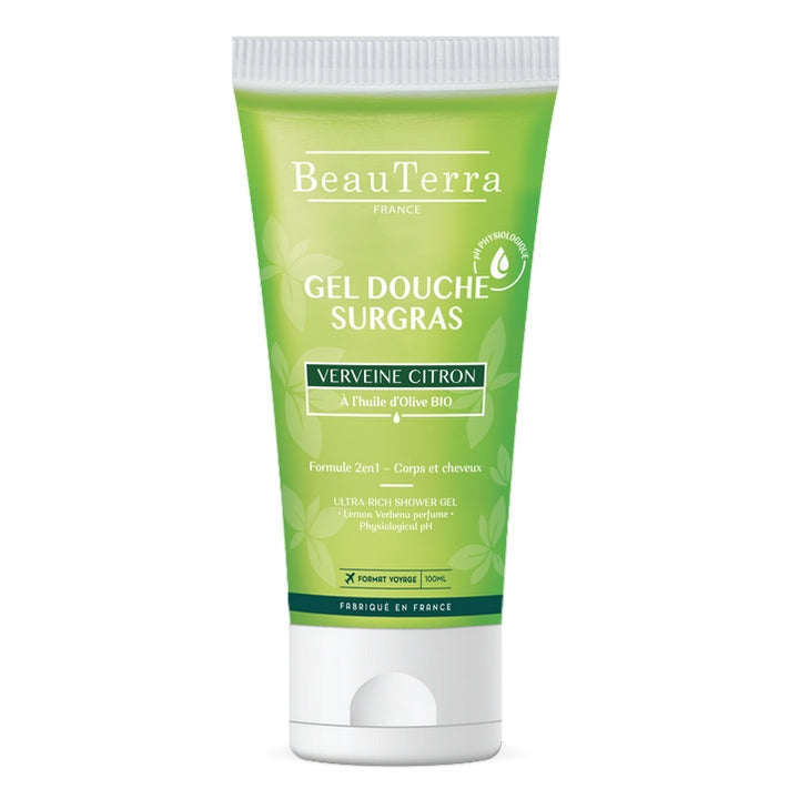 BeauTerra Surgras dusjgelé - Sitronverbena 100 ml - Reisestørrelse