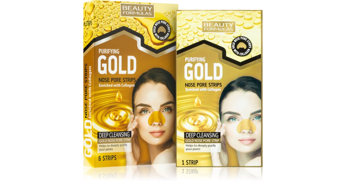 Beauty Formulas Plaster oczyszczający na zatkane pory na nosie z kolagenem 6 sztuk