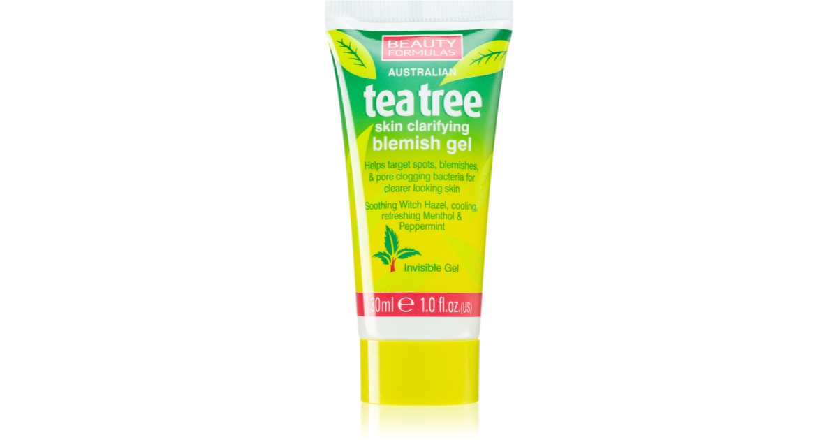 Beauty Formulas Tea Tree łagodzący żel oczyszczający przeciw niedoskonałościom skóry 30 ml