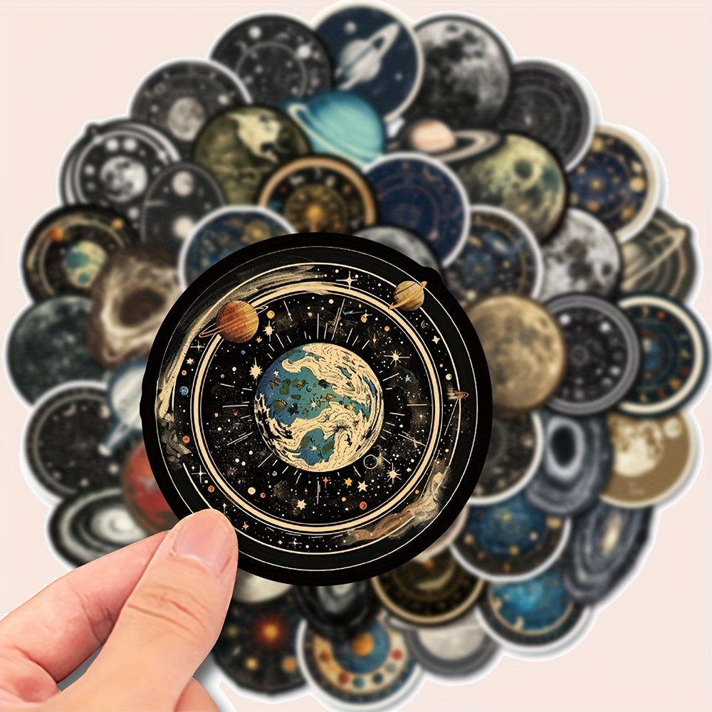 TEMU 50-pack Vintage Universe Stickers, Vinyl Decals For Laptop, Guitar, Luggage, Skateboard, Motorcycle, Decorative No-power Retro Graffiti Stickers
