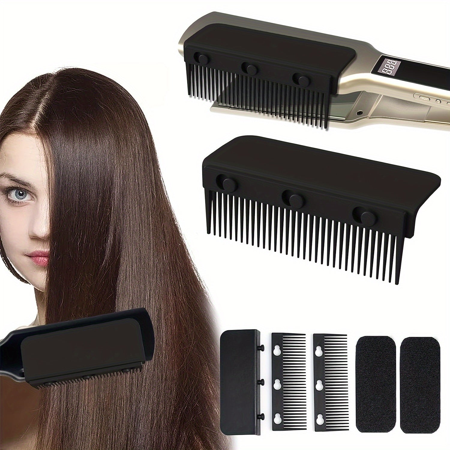 TEMU Comb Attachment Clip On, Hair Straightener Comb Attachment, Professional Or Home Use Compact Hair Styling Tool