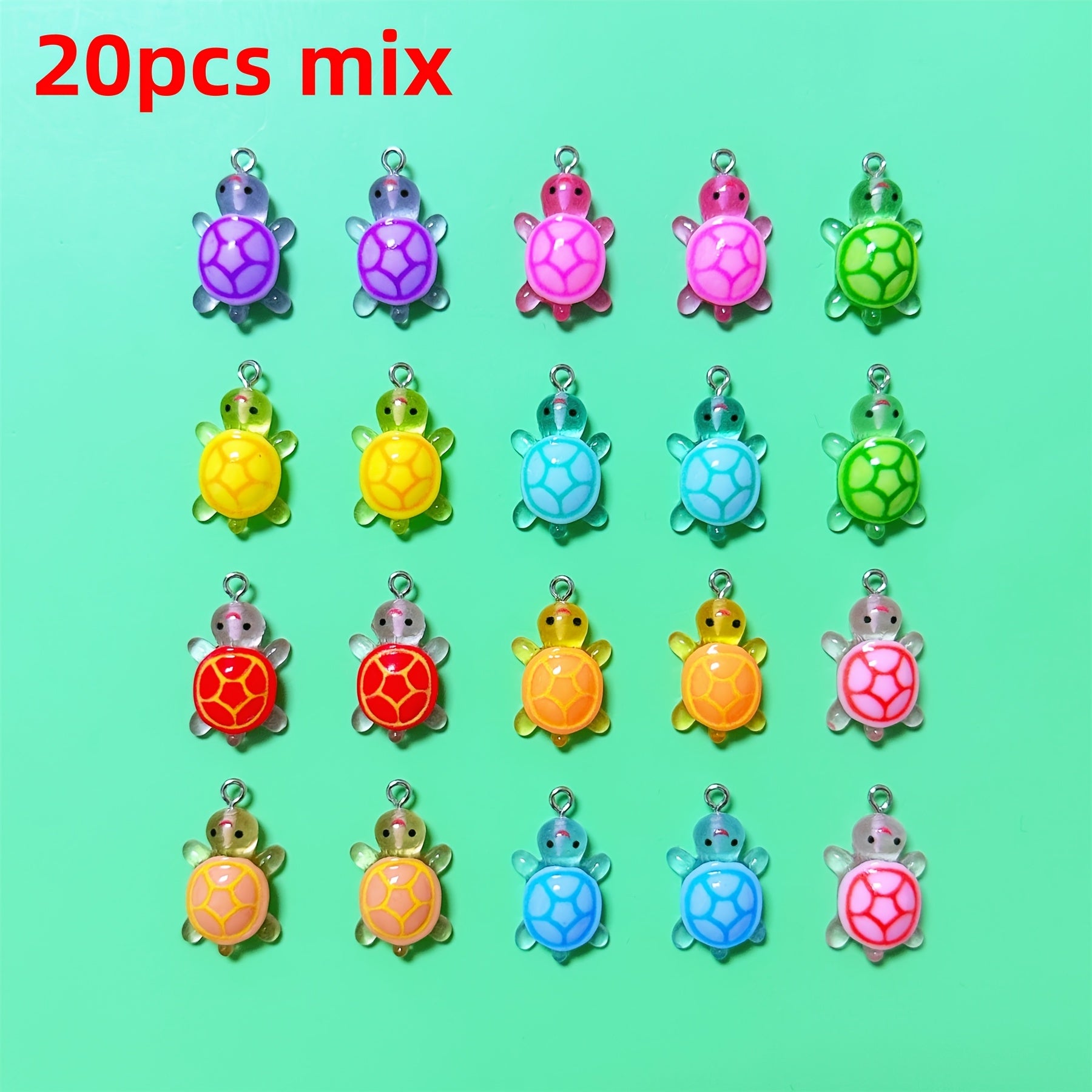 TEMU 20pcs Multicolor Assorted 2.6cm-1.02inch -the-dark Handmade Turtle Jewelry Charms, Pendant Earrings, Necklace Chain Accessories, Creative Gift