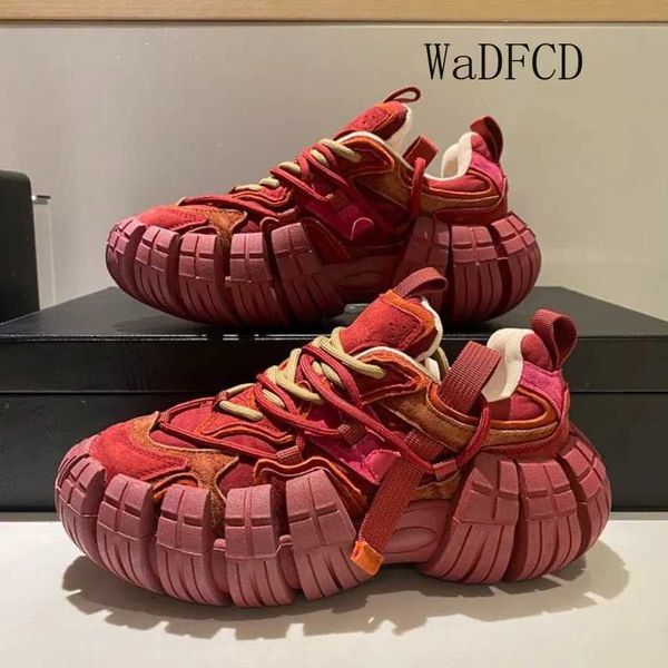 Shoes Casual Chunky Sneaker Men Designer Tire Sole Sport Shoes Fashion Casual Microfiber Leather Height Increased Flat Platform Running Shoe