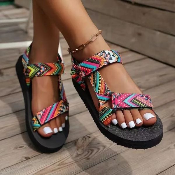 Summer 2024 Flat Women&#039;s Shoes Outdoor All-match Casual Hemp Rope Set Foot Beach Large Size Women Sandals 67f1