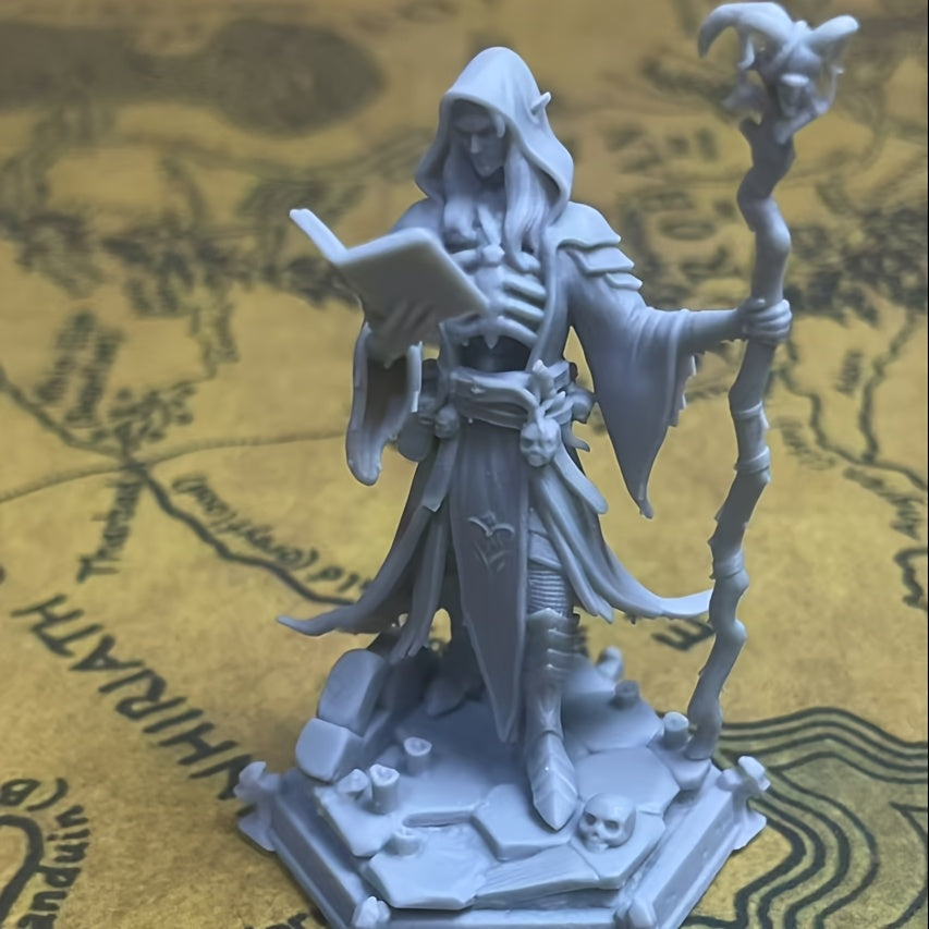 TEMU Tpklab High Elf Necromancer - Unpainted Abs Resin Figure With High-precision 3d Printing, Intricate Detail For Tabletop Rpgs, Licensed From Of