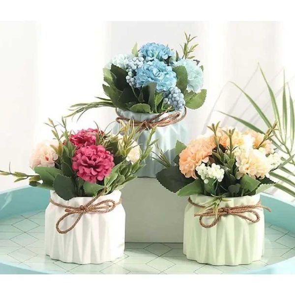 Vases Nordic Modern Vase Imitation Ceramic Plastic Vase for Wedding Birthday Art Home Living Room Decoration Flower Arrangement z241212