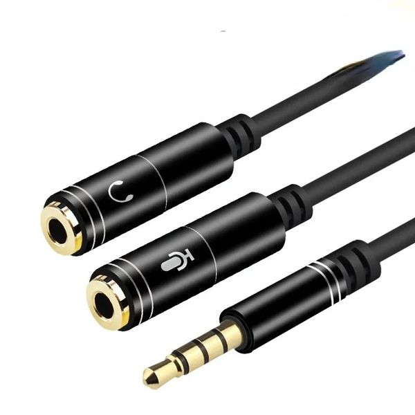 Headset Adapter Headphone Mic Y Splitter Cable 3.5mm AUX Stereo Male To 2 Female Separate Audio Microphone Plugs