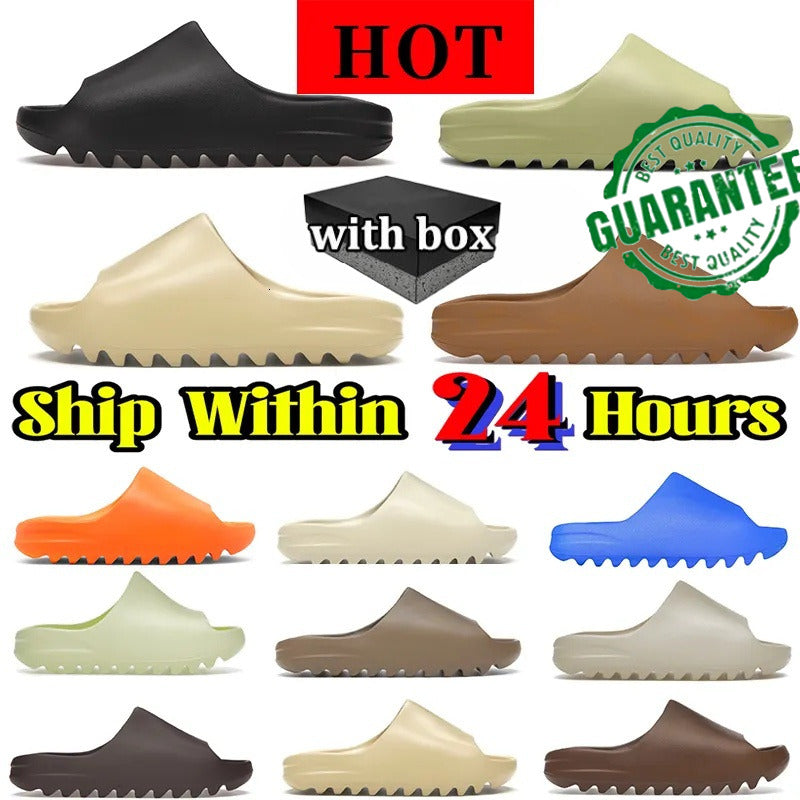 With box Designer slides slippers men women sliders sandal Onyx bone soot Earth brown Desert sand Core Resin flat summer womens beach sandals man sl