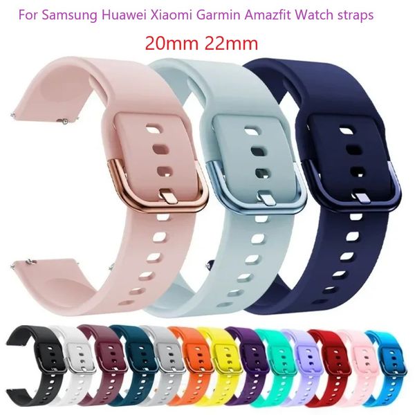 20mm 22mm Watch Straps Silicone Color Watch Bands for Samsung Huawei Xiao Amazfit Garmin Smartwatch Galaxy Watch 7 6 5 4 Watchband Bracelets