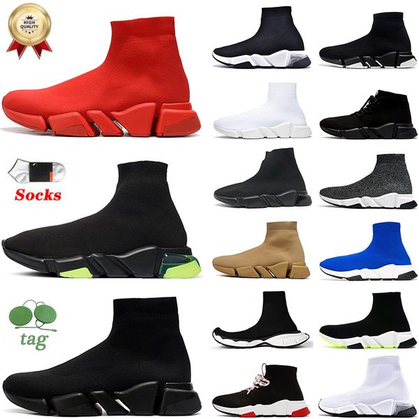 Top Fashion Speed Trainers Designer Socks Shoes Knite Platform Casual Sneakers Socks Trainers Black White Red Beige Loafers Lace Up Women Me