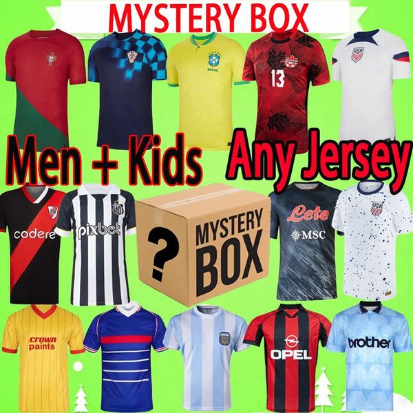 Only 9.99 MYSTERY BOX Soccer Jerseys FANS PLAYER VERSION Any Teams shorts Any Season Any Pants FOOTBALL SHIRTS MEN KIDS KITS Thai football s