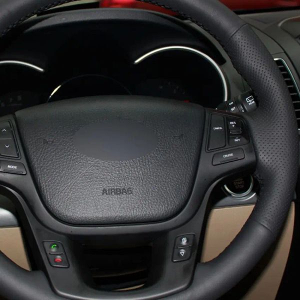 Black Artificial Leather Steering Wheel Covers Hand-Stitched Car Steering Wheel Covers For Kia Sorento 2009-2013 Car Accessories