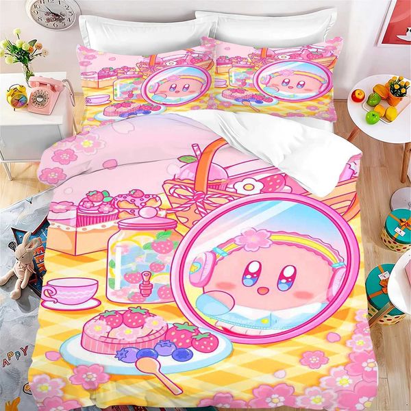 Kirby Quilt Duvet Bedding Set 3D ChildrenS Set Cover King Size Covers Children Printed 100% Polyester M250118