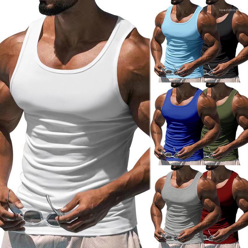 Men&#039;s Tank Tops Men Summer White Muscle Vests Cotton Underwear Sleeveless Top Solid Vest O-neck Gymclothing Bodybuilding