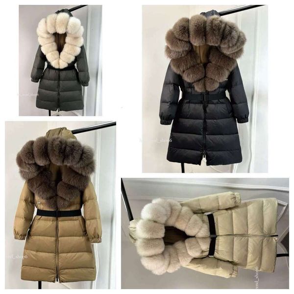 2024 New Natural Thick Warm 90% White Duck Down Coat Long Winter Jacket Women Real Big Fox Fur Collar Belt Loose Puffer Parka puffer jacket