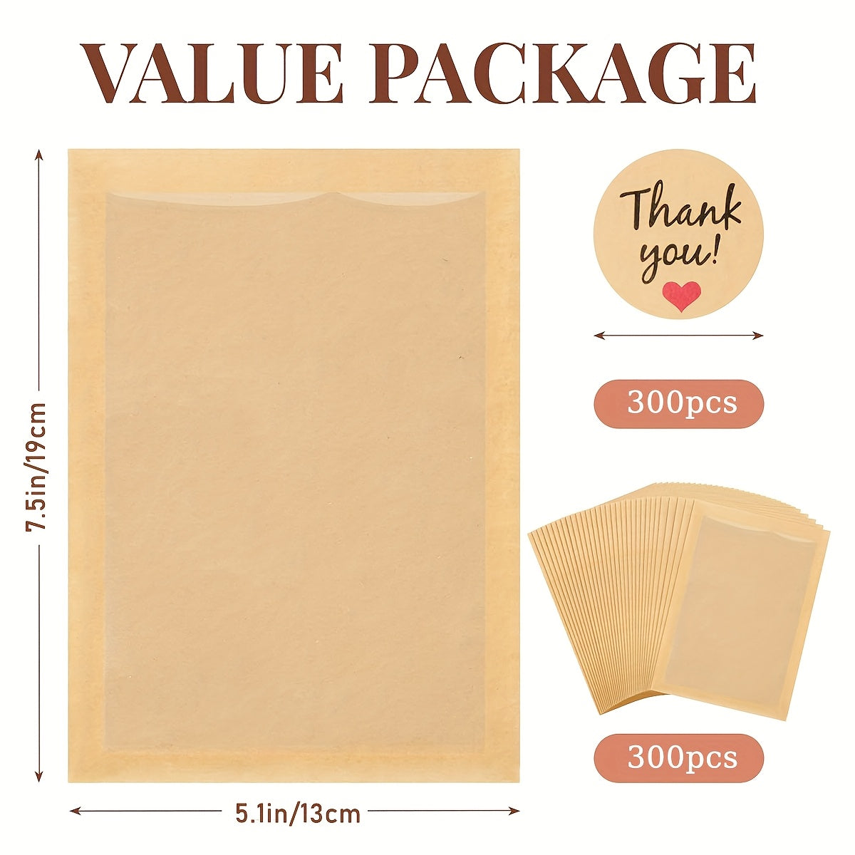 TEMU 300pcs Cookie Bags With Window With Thank You Stickers Clear Bakery Bags Grease Resistant Paper Bags For Packaging Snack Donut Pastry