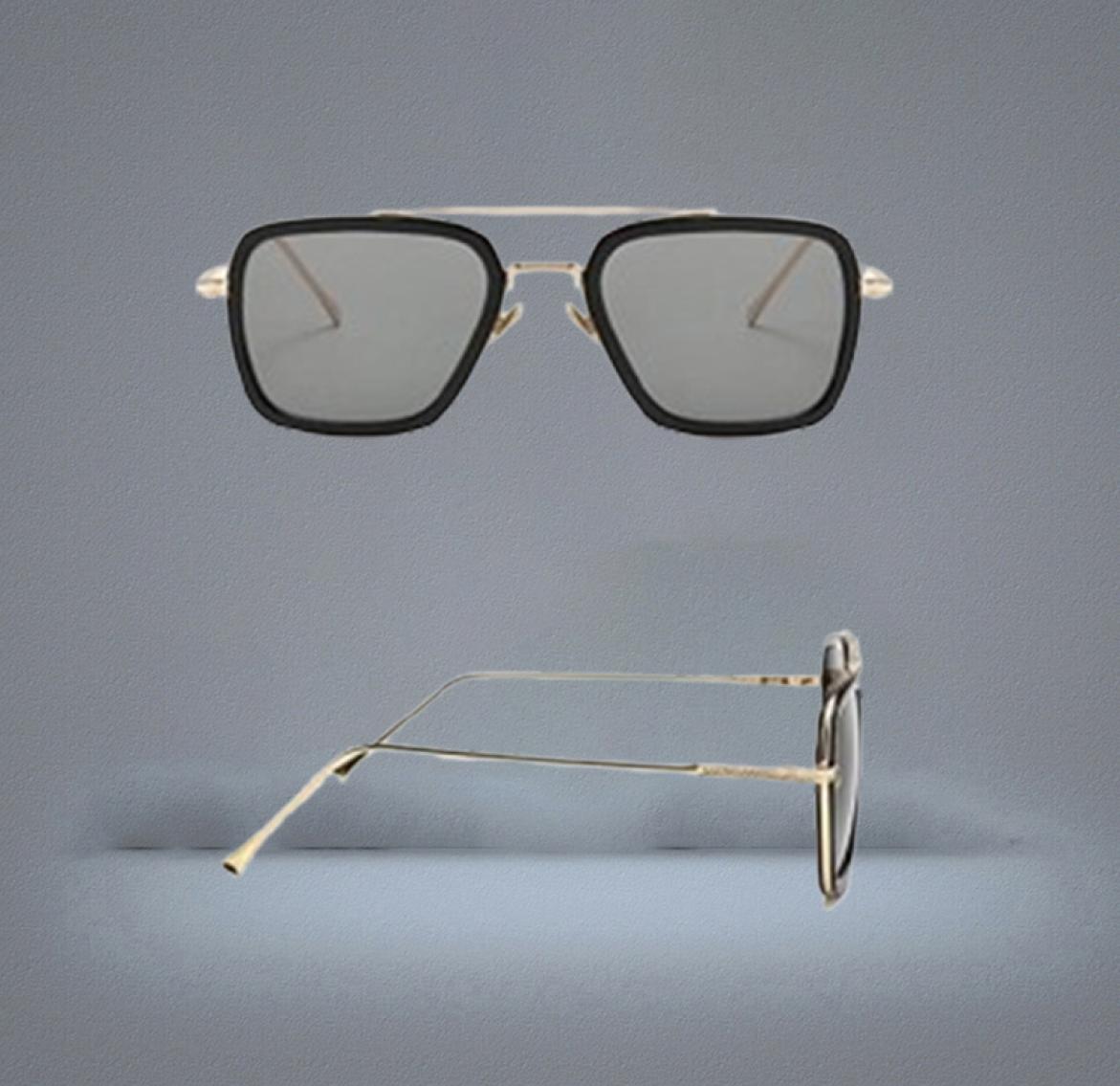 Square Men Edith Sunglasses Vintage Tony Stark Silver Metal Frame Blue Lens Glasses Fashion Women Steampunk Eyewear2254705