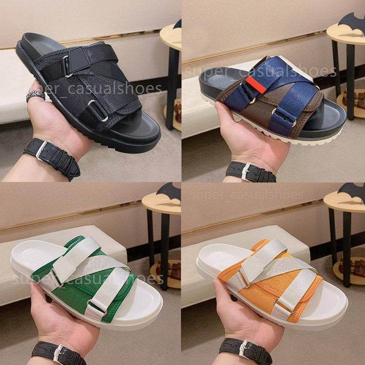 Designer Slides Men Beach Slippers Classic Metal Buckle Slippers Fashion Sandals Mule Slipper Hip-hop Street Outdoor Sandals Flip Flops