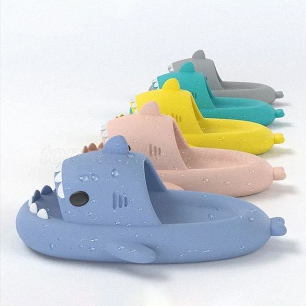 Summer Home Women Shark Slippers Anti-skid EVA Solid Color Couple Parents Outdoor Cool Indoor Household Funny Shoes t0ac