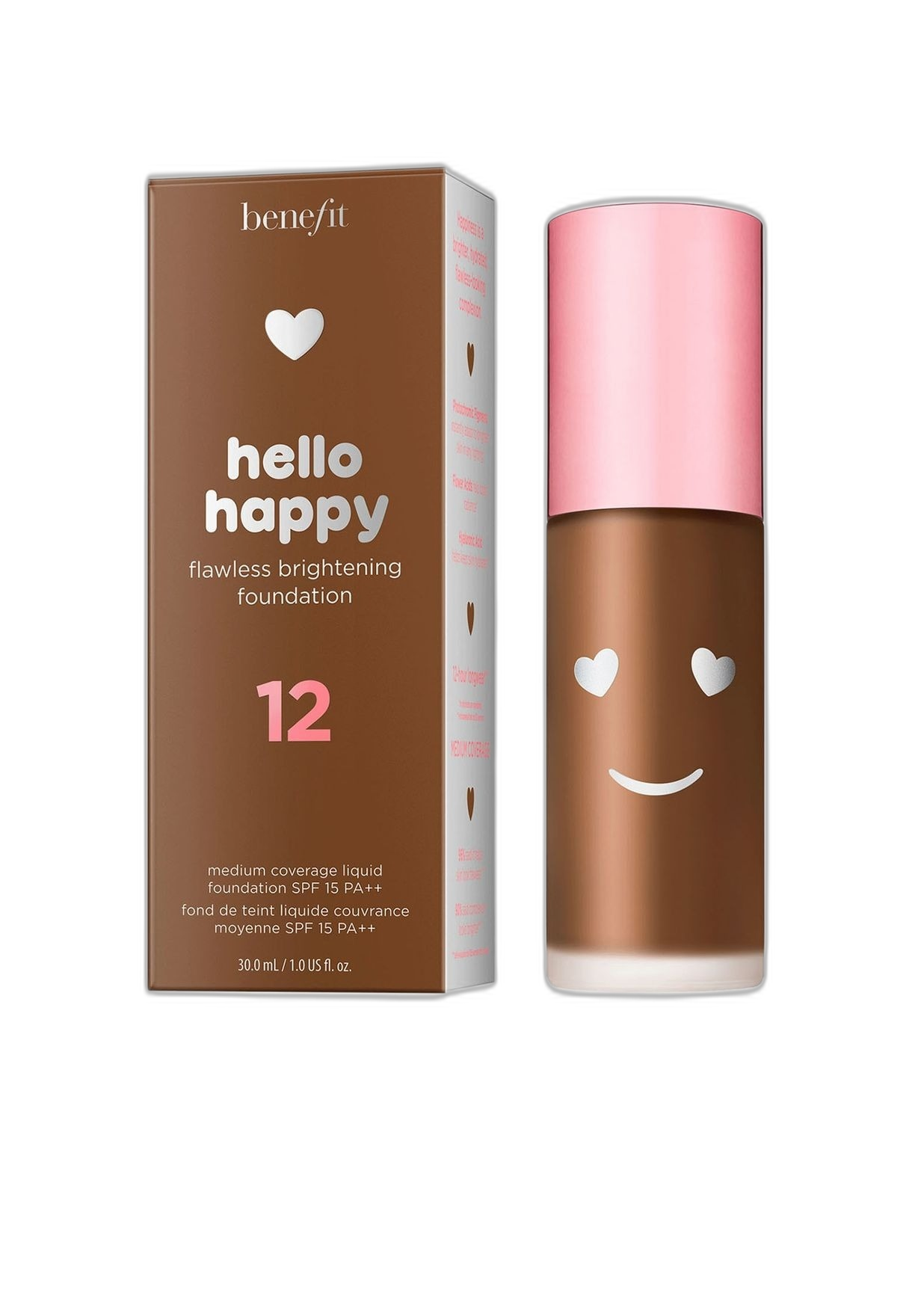 Benefit, Hello Happy, Illuminating, Liquid Foundation, 12, Deep Warm, SPF 15, 30 ml