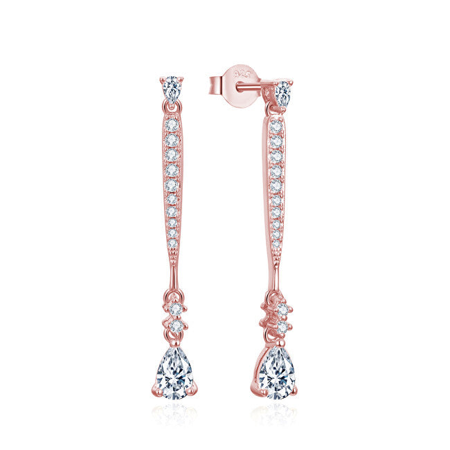 Beneto Boucles d'oreilles pendantes exclusives en bronze et zircone de plage AGUP3300W-ROSE