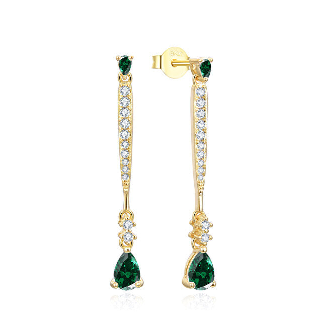 Beneto Boucles d'oreilles pendantes exclusives plaquées or avec zircone AGUP3300GR-GOLD