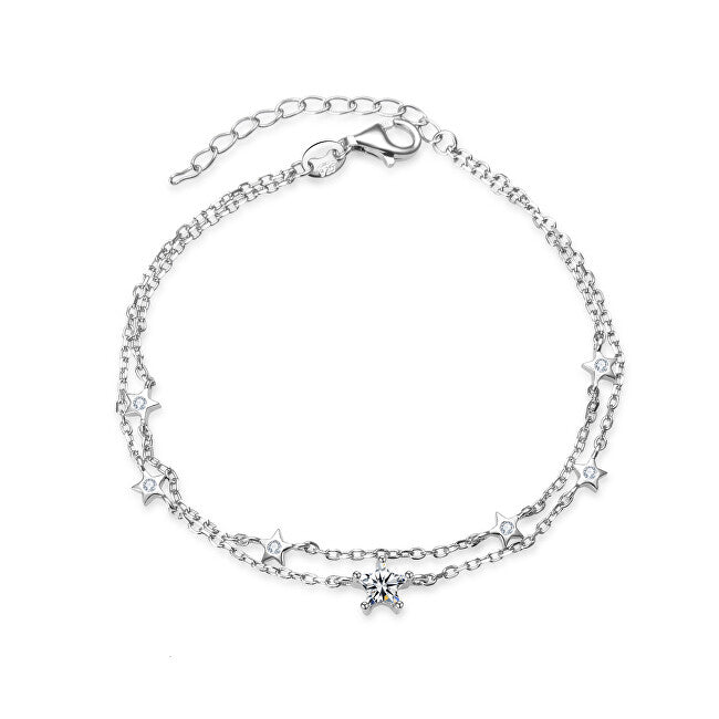 Beneto Playful Silver Double Bracelet with Stars AGB 732-21