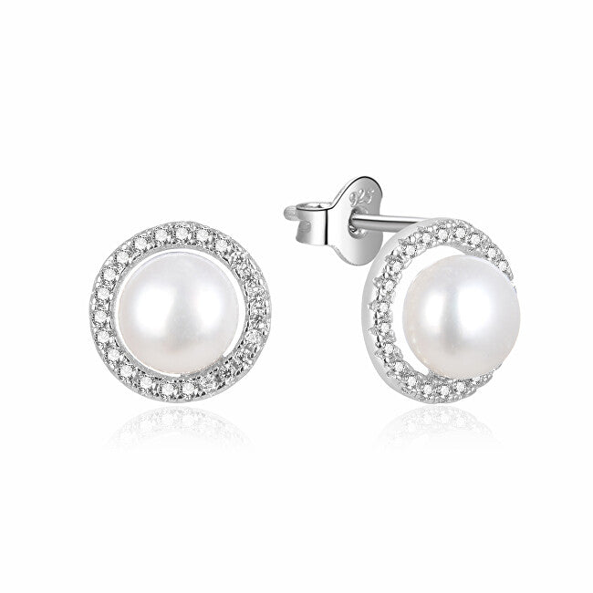 Beneto Boucles d'oreilles en argent fin avec véritables perles AGUP2091P