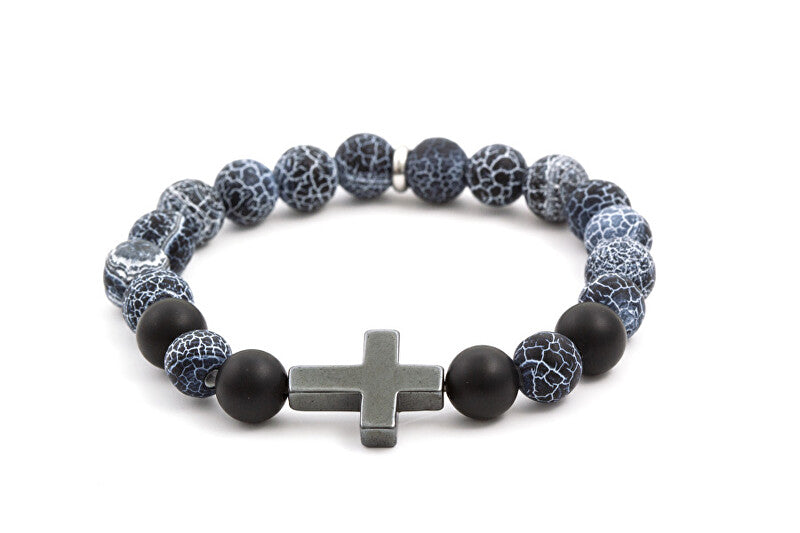 Agato MINK53 Agate and Hematite Bead Bracelet - Length: 17cm