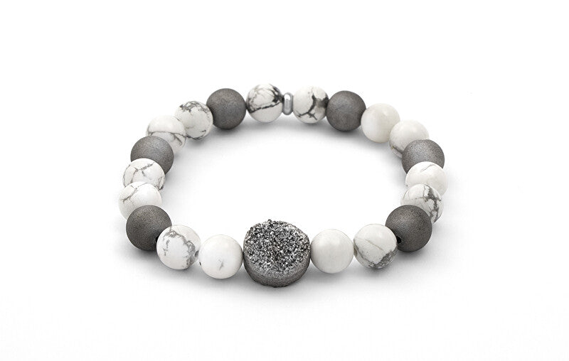 Beneto MINK123 Agate and Howlite Bead Bracelet - Length: 17cm