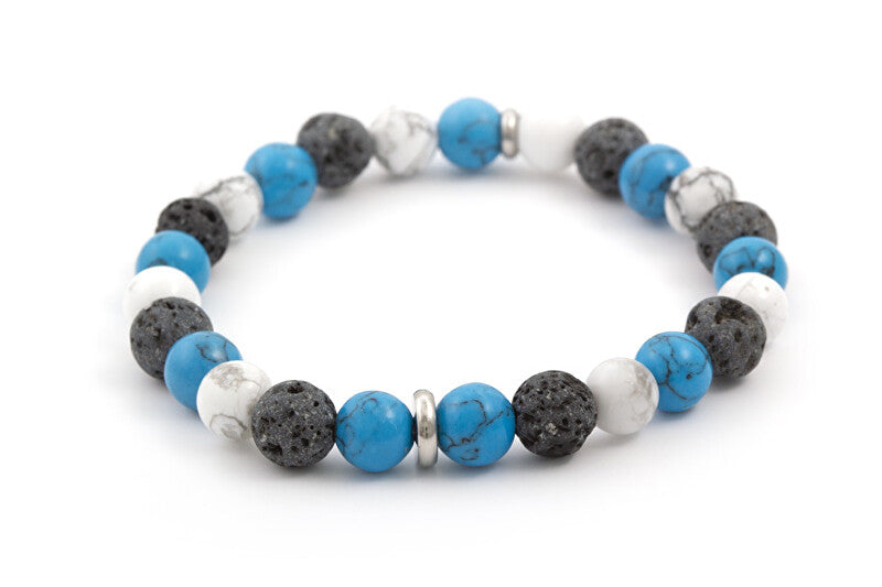 Agato MINK66 Howlite and Lava Stone Bead Bracelet - Length: 17cm