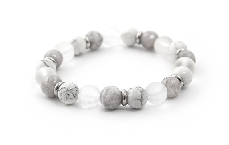 Beneto Howlite, Jade and Crystal Bead Bracelet MINK124-18