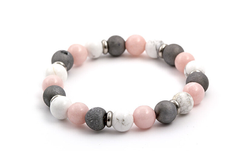 Beneto MINK34-17 Jade, Agate and Howlite Bead Bracelet