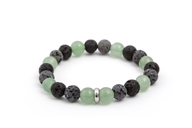 Beneto MINK99 Lava Stone and Aventurine Bead Bracelet - Length: 19cm