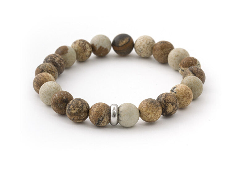 Beneto MINK108 Lava Stone and Jasper Bead Bracelet - Length: 17cm
