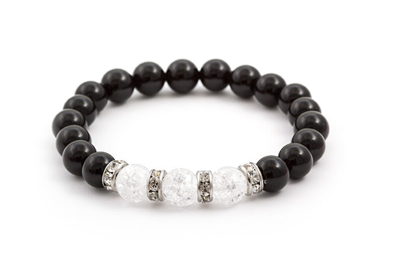 Beneto MINK51-17 Onyx and Crystal Bead Bracelet