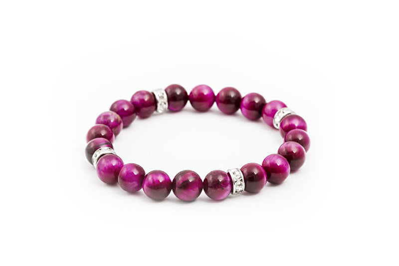 Beneto MINK92-17 Purple Tiger Eye Bead Bracelet