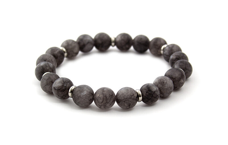 Beneto MINK87 Gray Jade Bead Bracelet - Length: 19cm