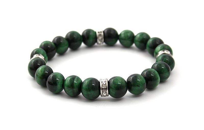 Beneto MINK117 Green Tiger Eye Bead Bracelet - Length: 19cm